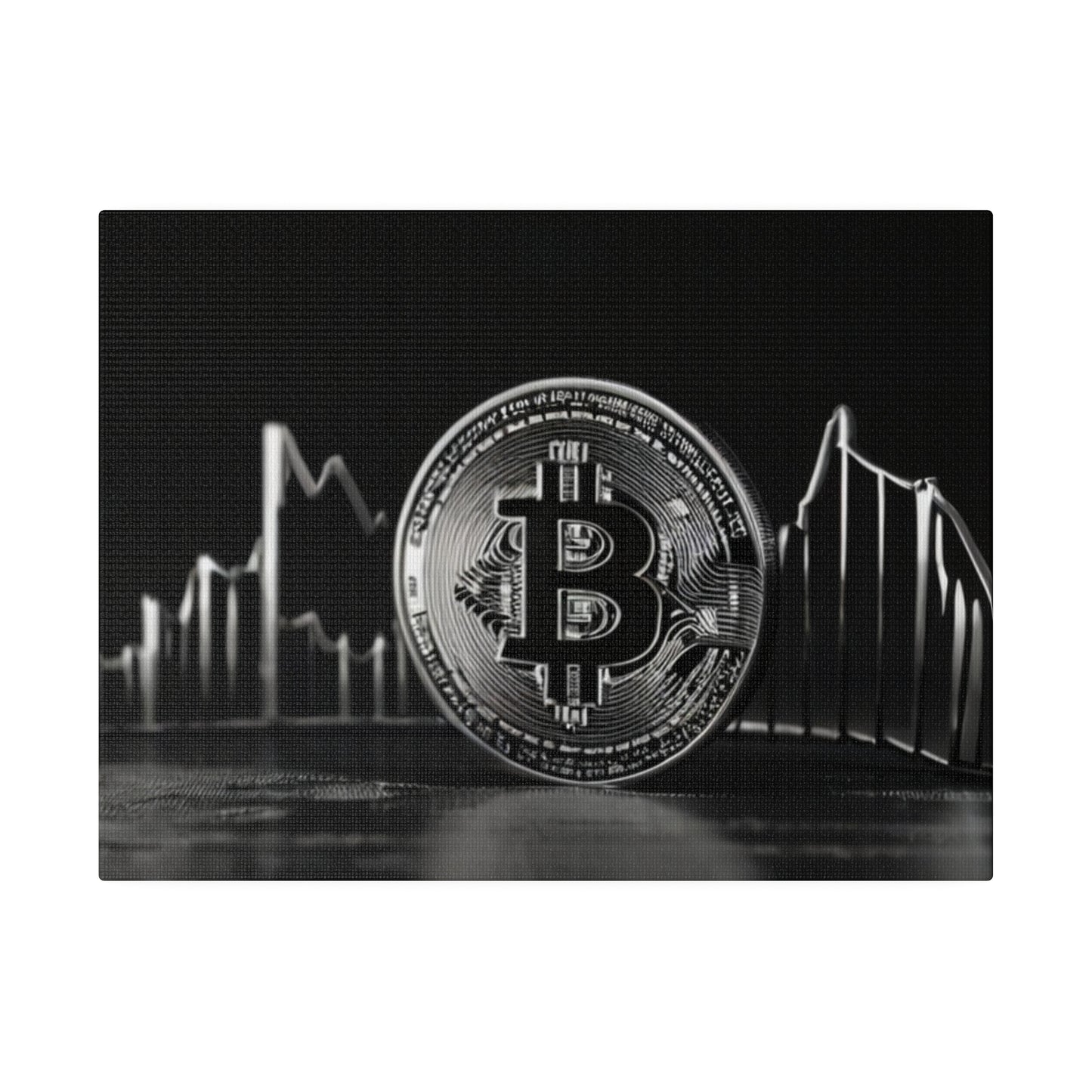 Black And White Bitcoin - Matte Canvas, Stretched, 0.75"