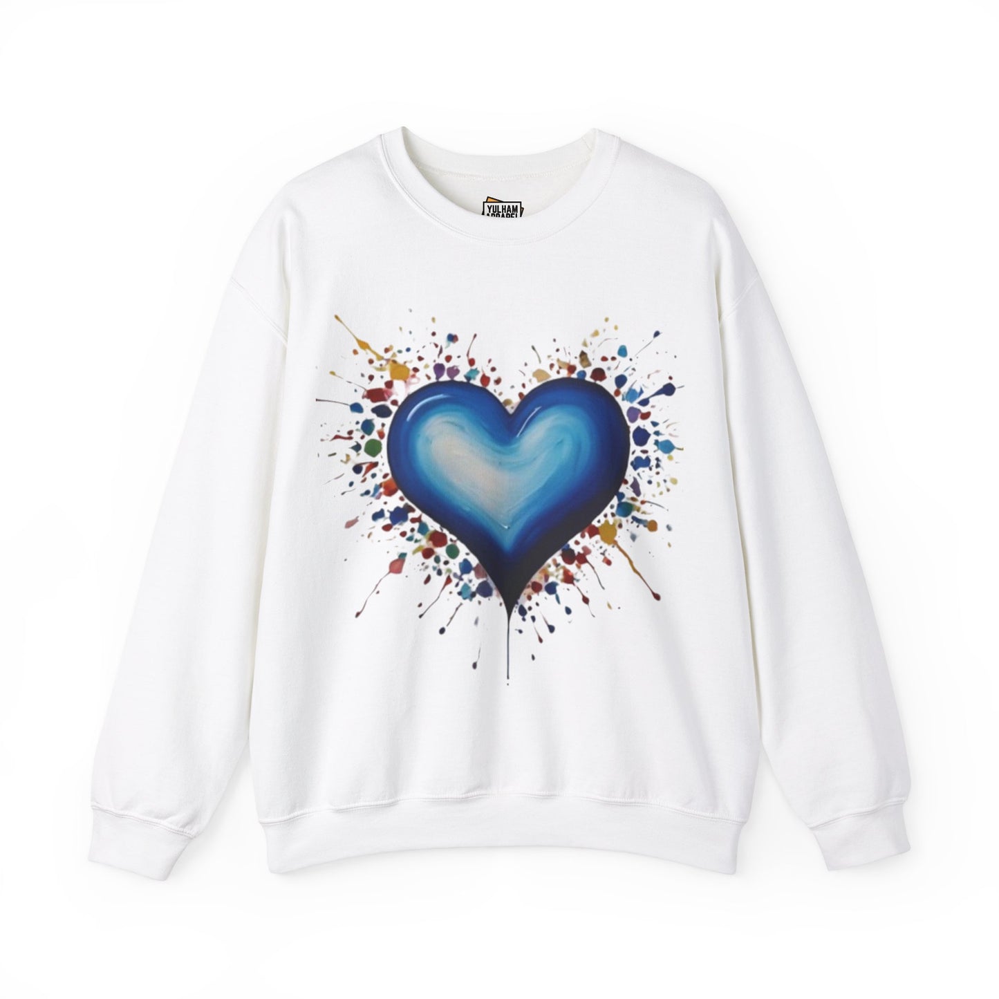 Messy Splatter Blue Love Heart - Unisex Crewneck Sweatshirt