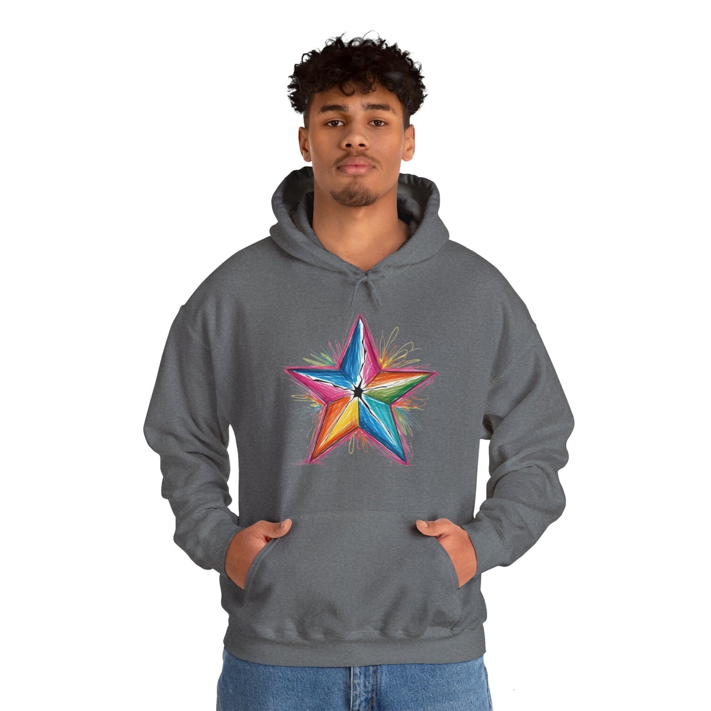 Vibrant Coloured Messy Star - Unisex Hooded Sweatshirt