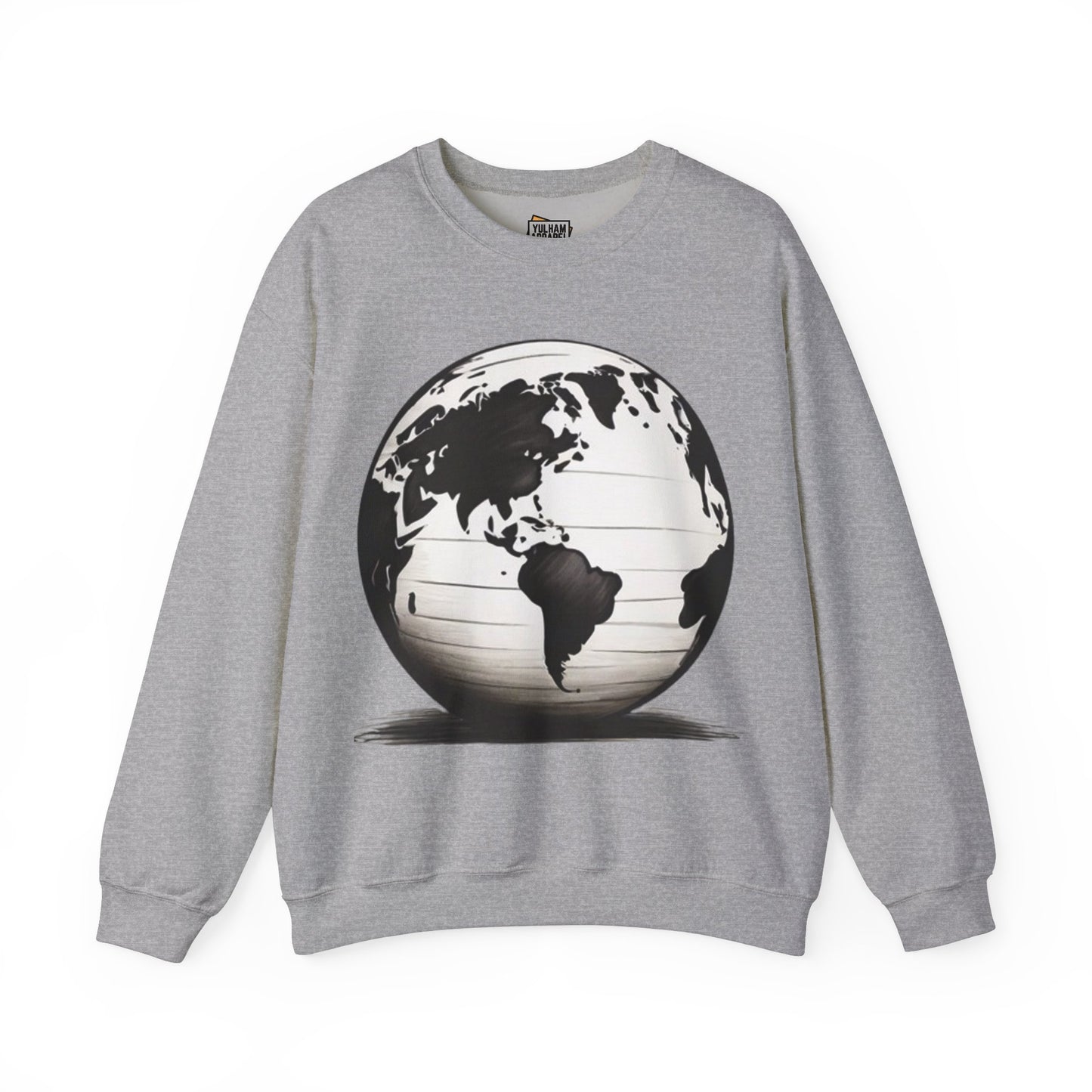 Black and White Earth Sphere - Unisex Crewneck Sweatshirt