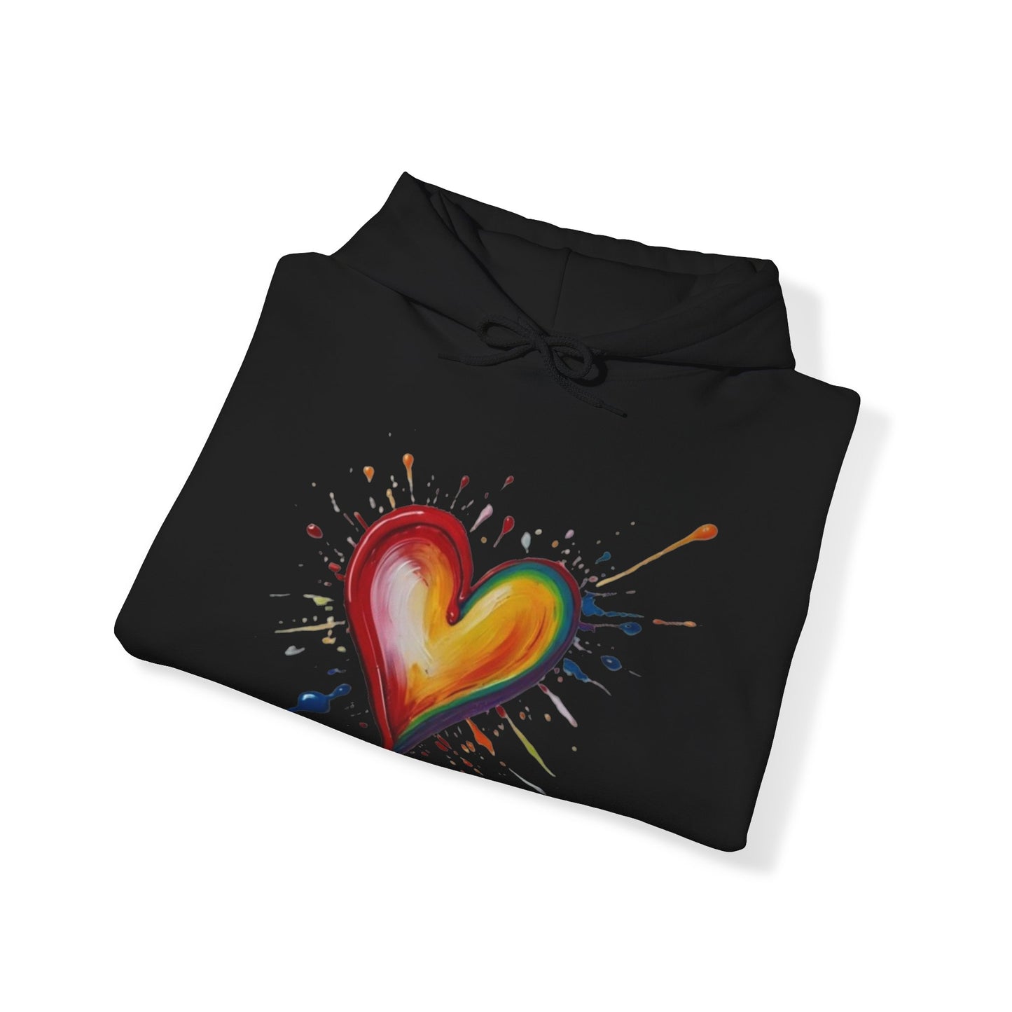 Messy Painted Colourful Slanted Love Heart - Unisex Hooded Sweatshirt