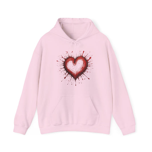 Messy Red Love Heart - Unisex Hooded Sweatshirt