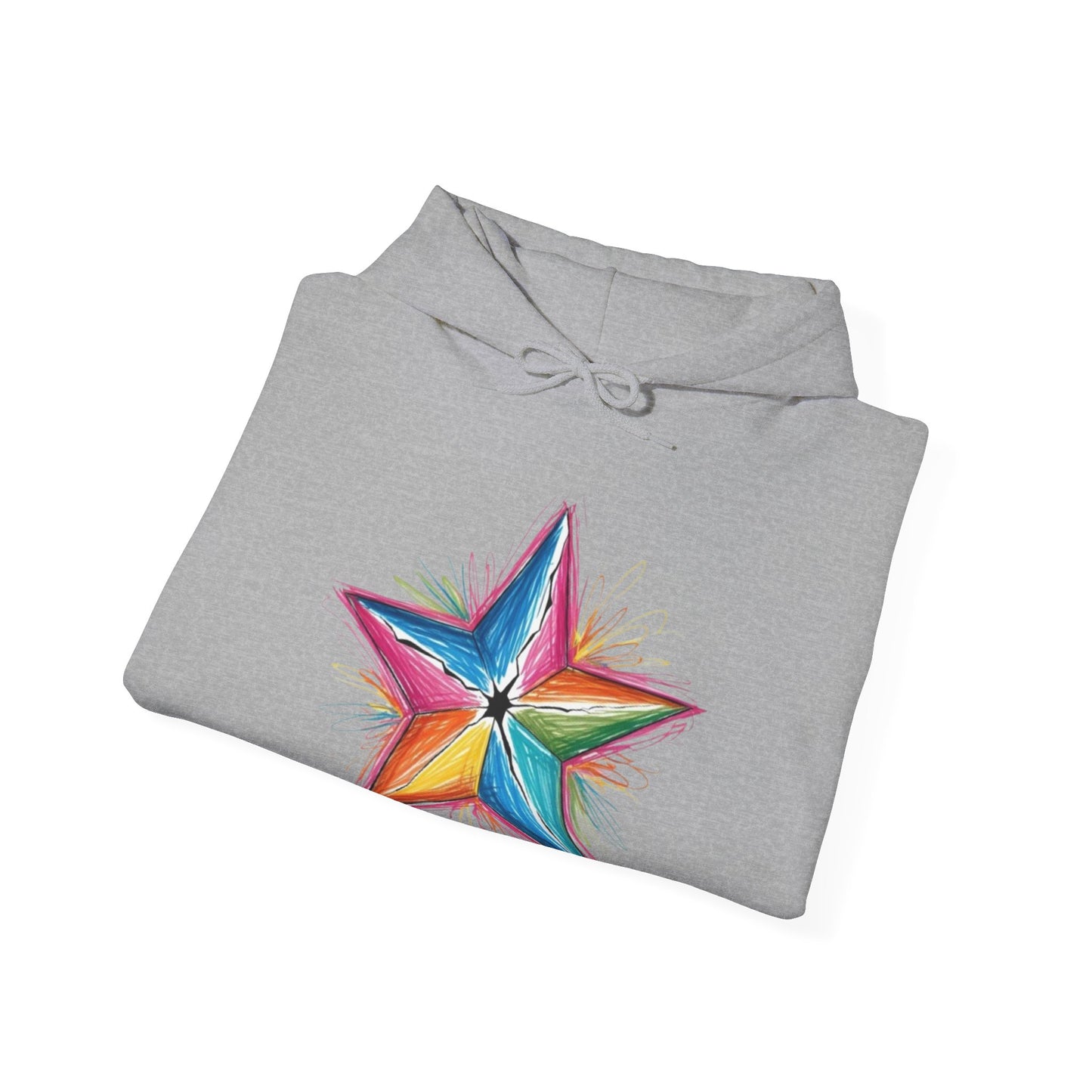 Vibrant Coloured Messy Star - Unisex Hooded Sweatshirt