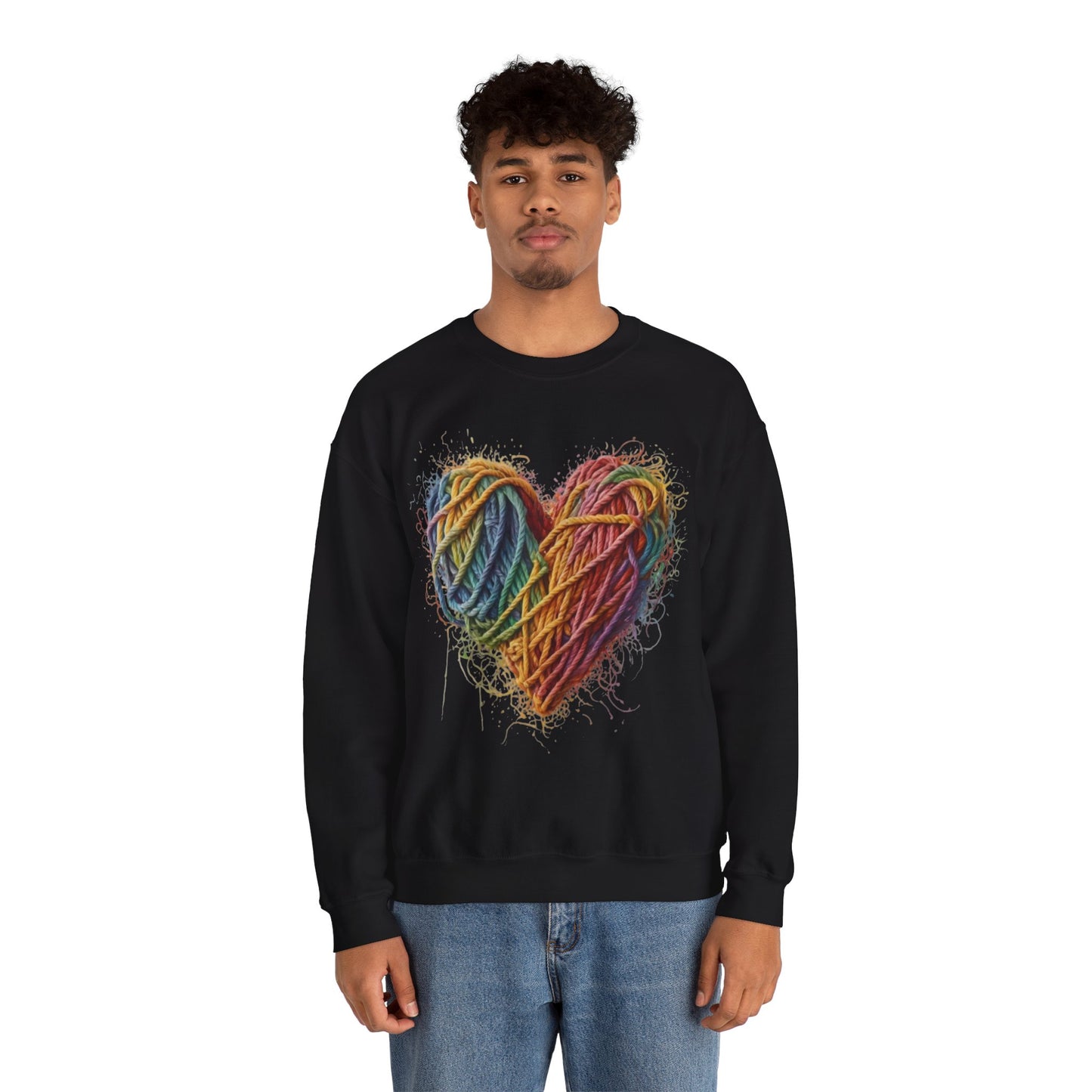 Multicoloured Ropes Love Heart - Unisex Crewneck Sweatshirt