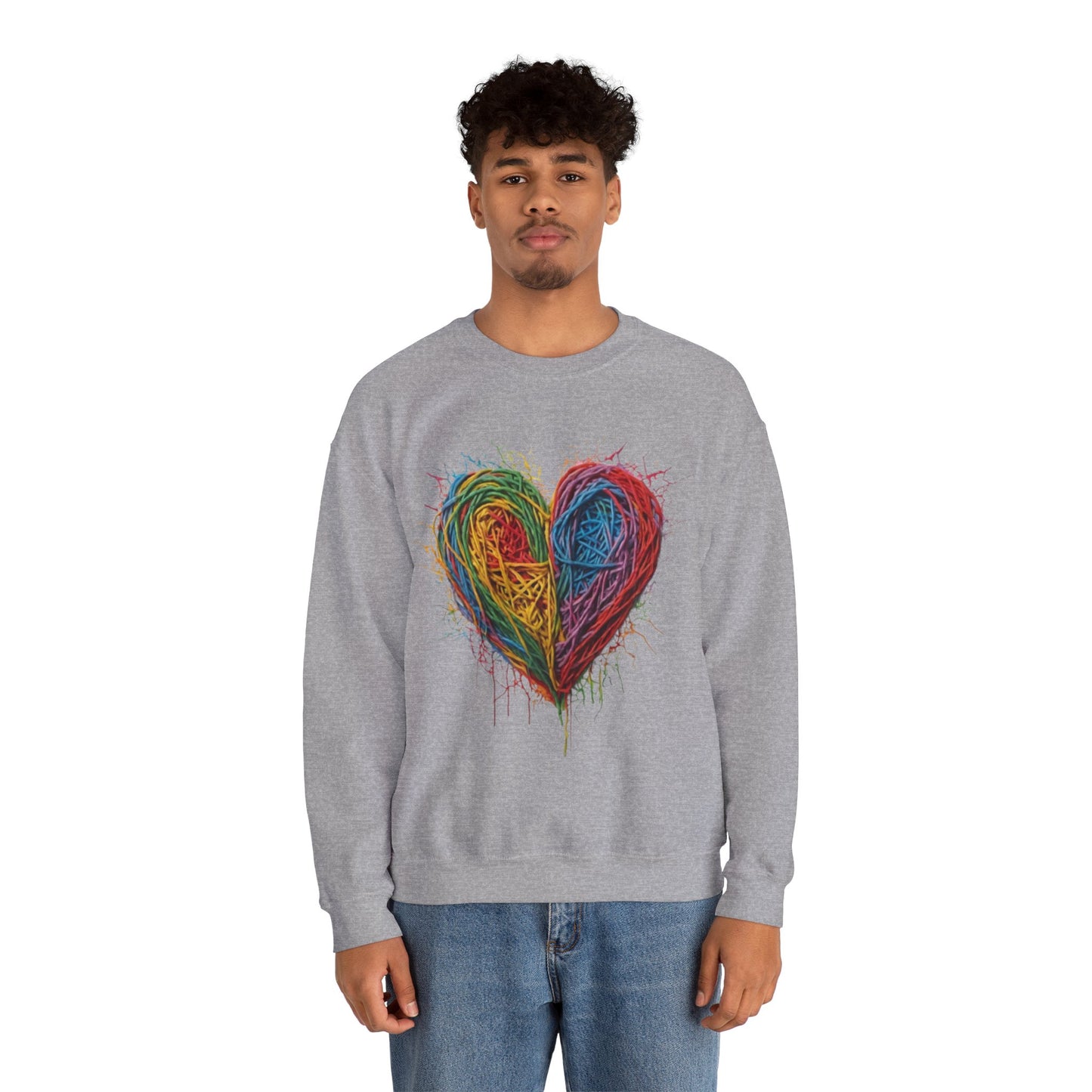 Multicoloured Scoubidou Love Heart - Unisex Crewneck Sweatshirt