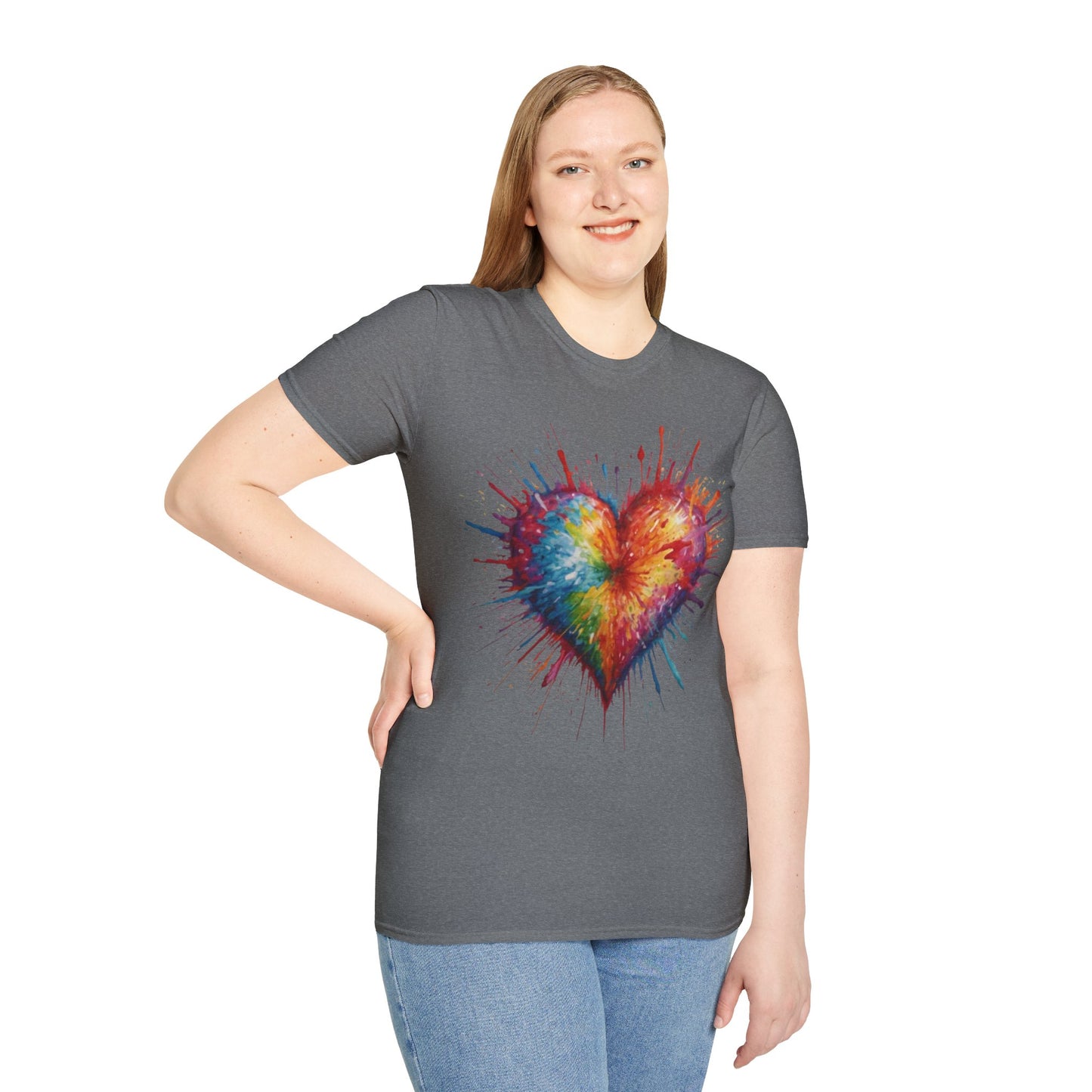 Colourful Messy Exploding Love Heart - Unisex T-Shirt