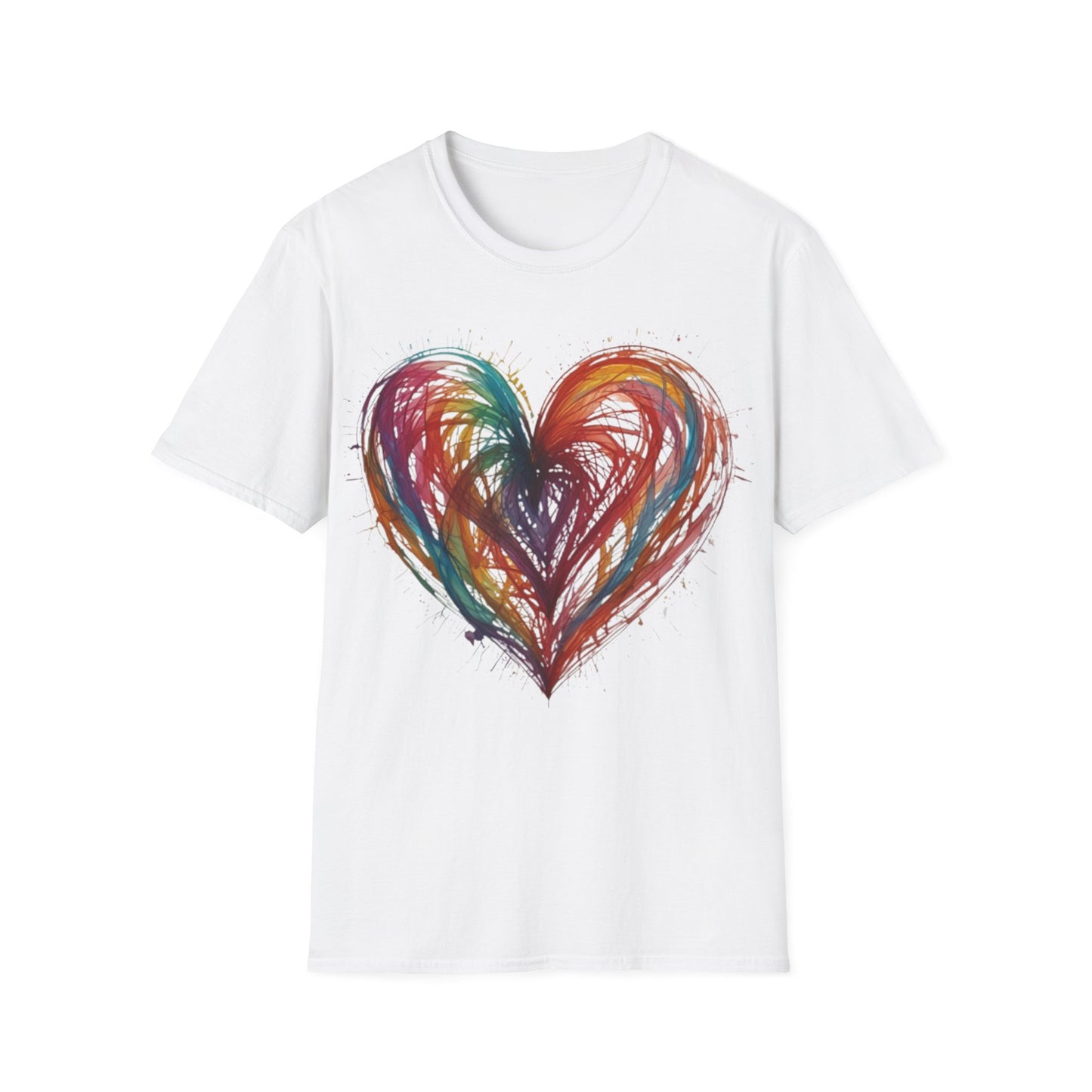 Colourful Messy Lines Transparent Love Heart - Unisex T-Shirt