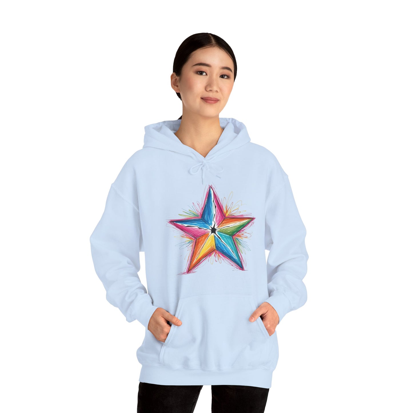 Vibrant Coloured Messy Star - Unisex Hooded Sweatshirt