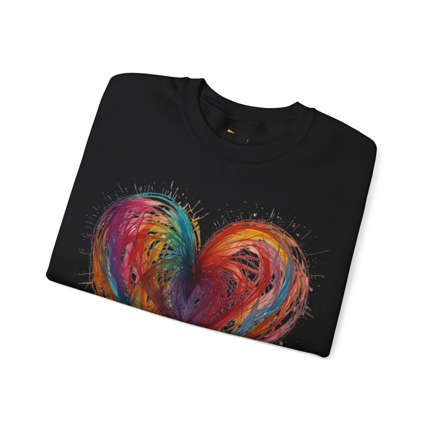 Colourful Messy Lines Transparent Love Heart - Unisex Crewneck Sweatshirt