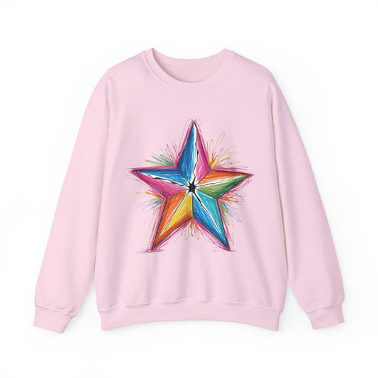 Vibrant Coloured Messy Star - Unisex Crewneck Sweatshirt