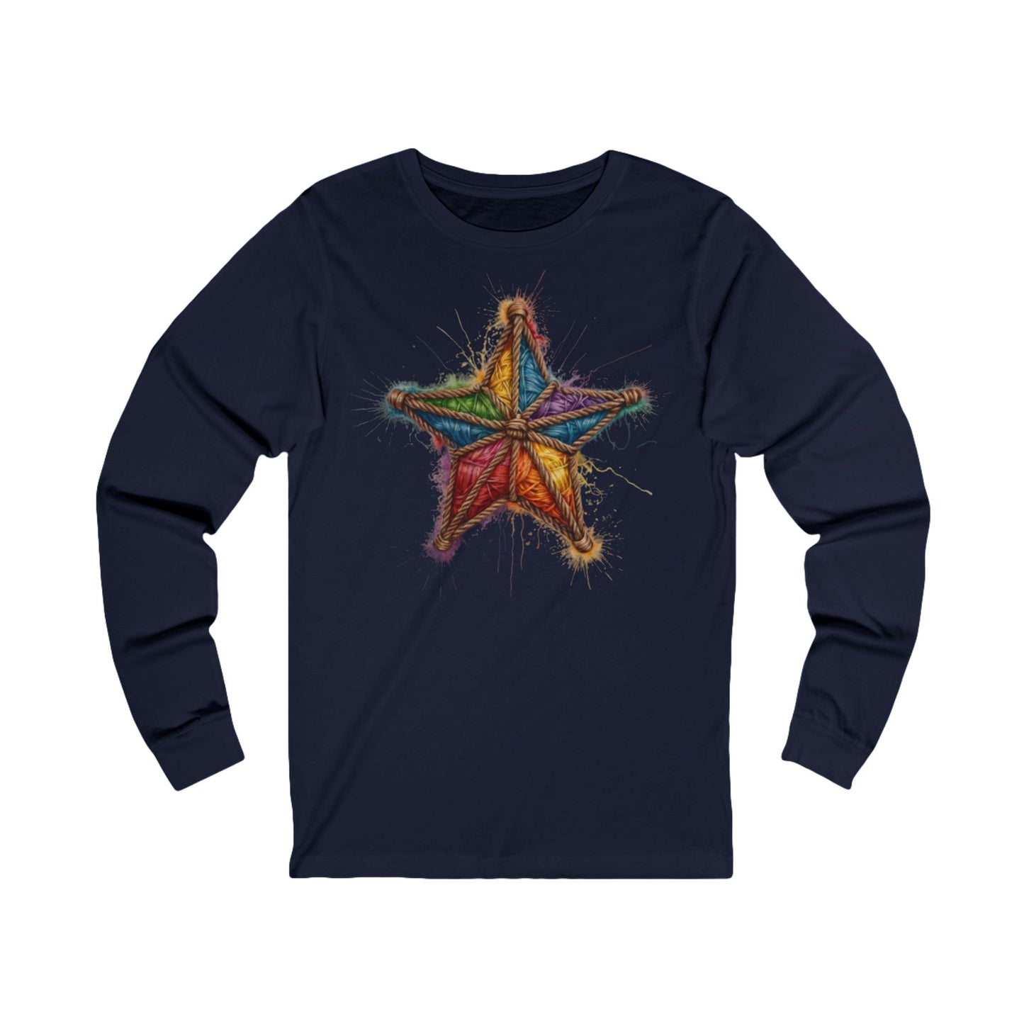 Multicoloured Star Rope Pattern - Unisex Long Sleeve T-Shirt