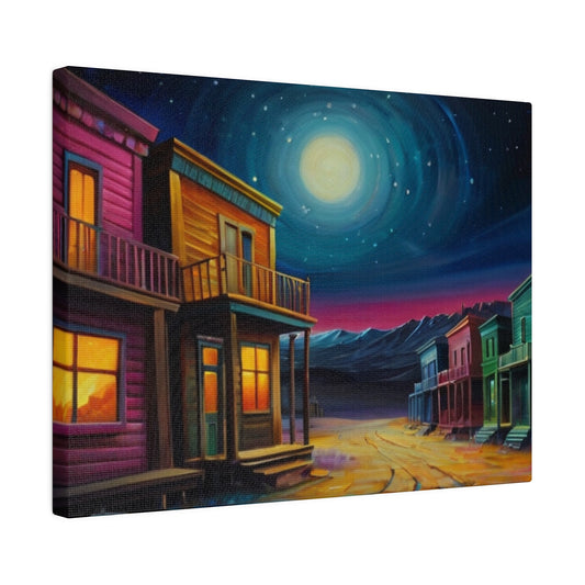 Ghost Town At Night Canvas - Matte Canvas, Stretched, 0.75"