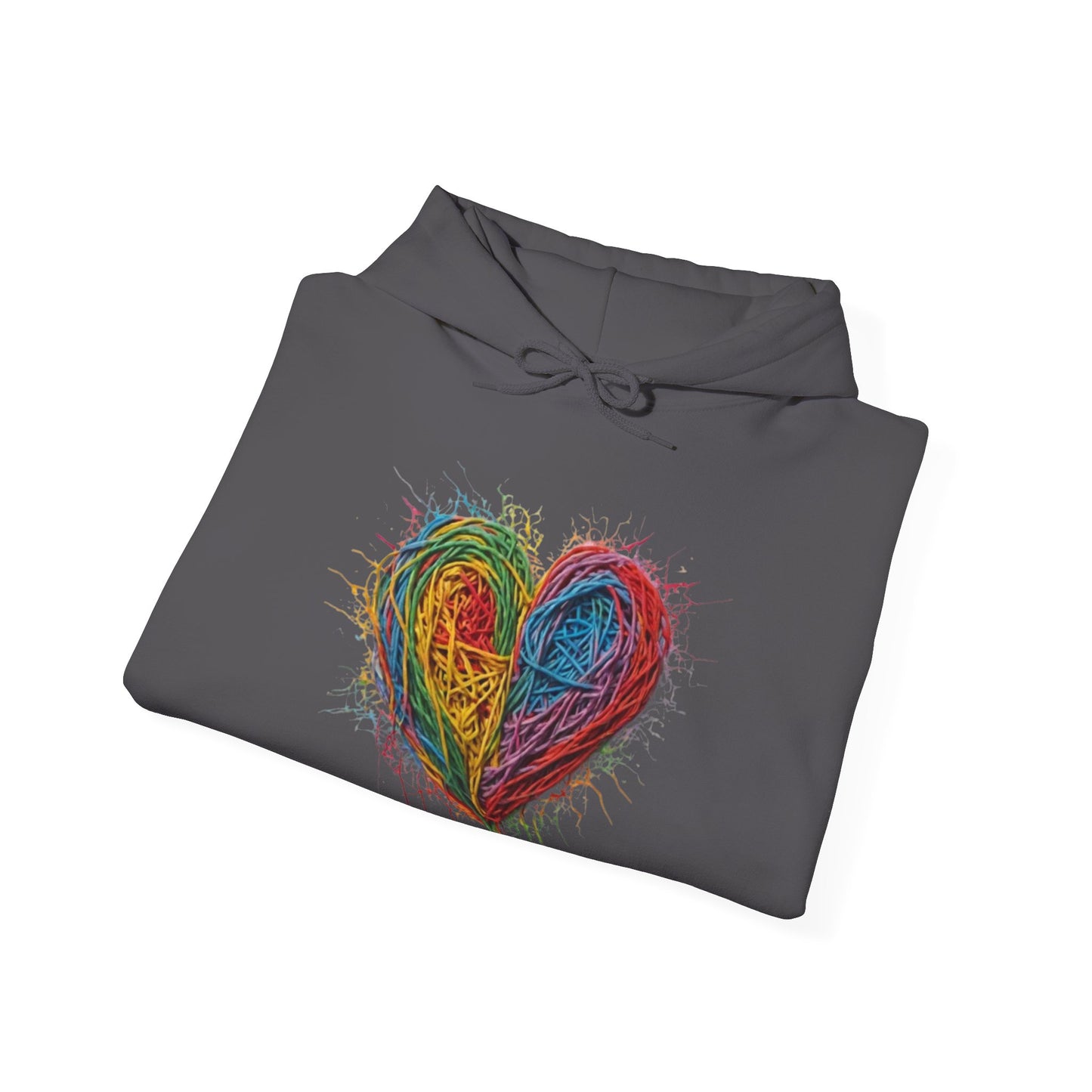 Multicoloured Scoubidou Love Heart - Unisex Hooded Sweatshirt