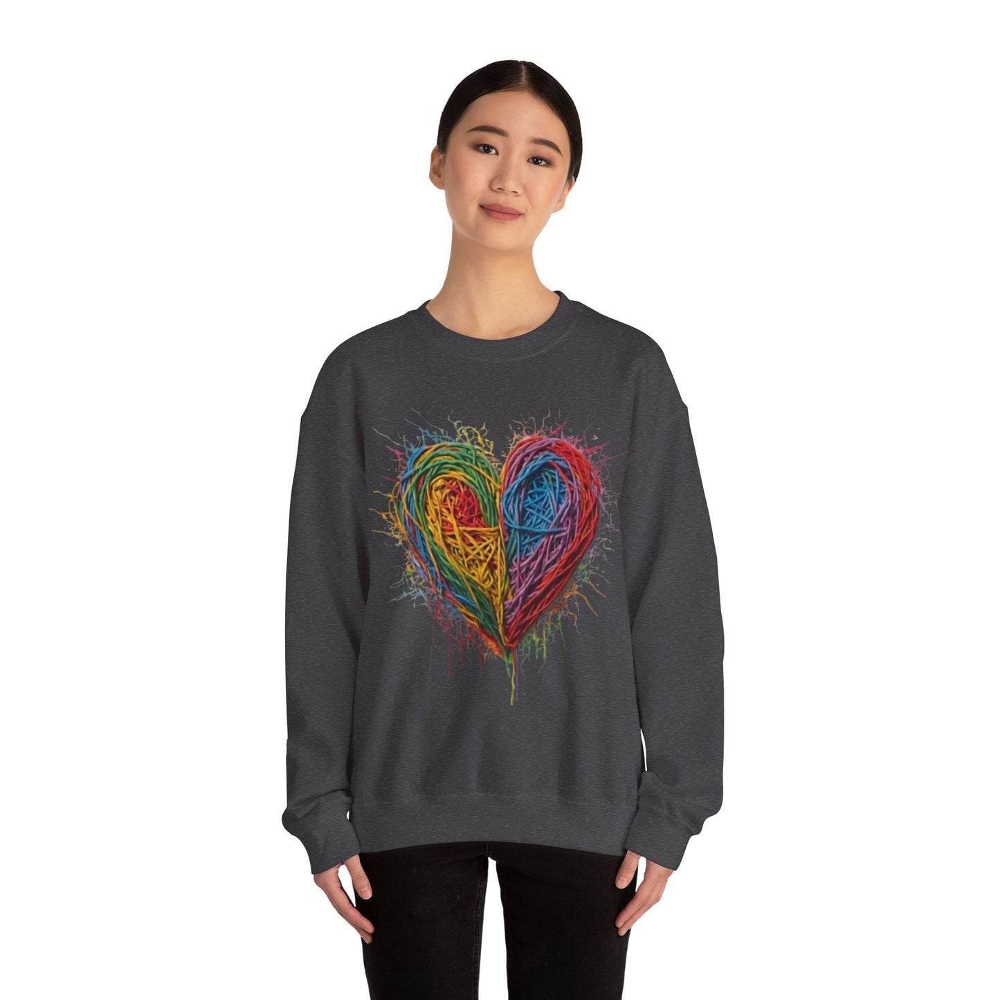 Multicoloured Scoubidou Love Heart - Unisex Crewneck Sweatshirt