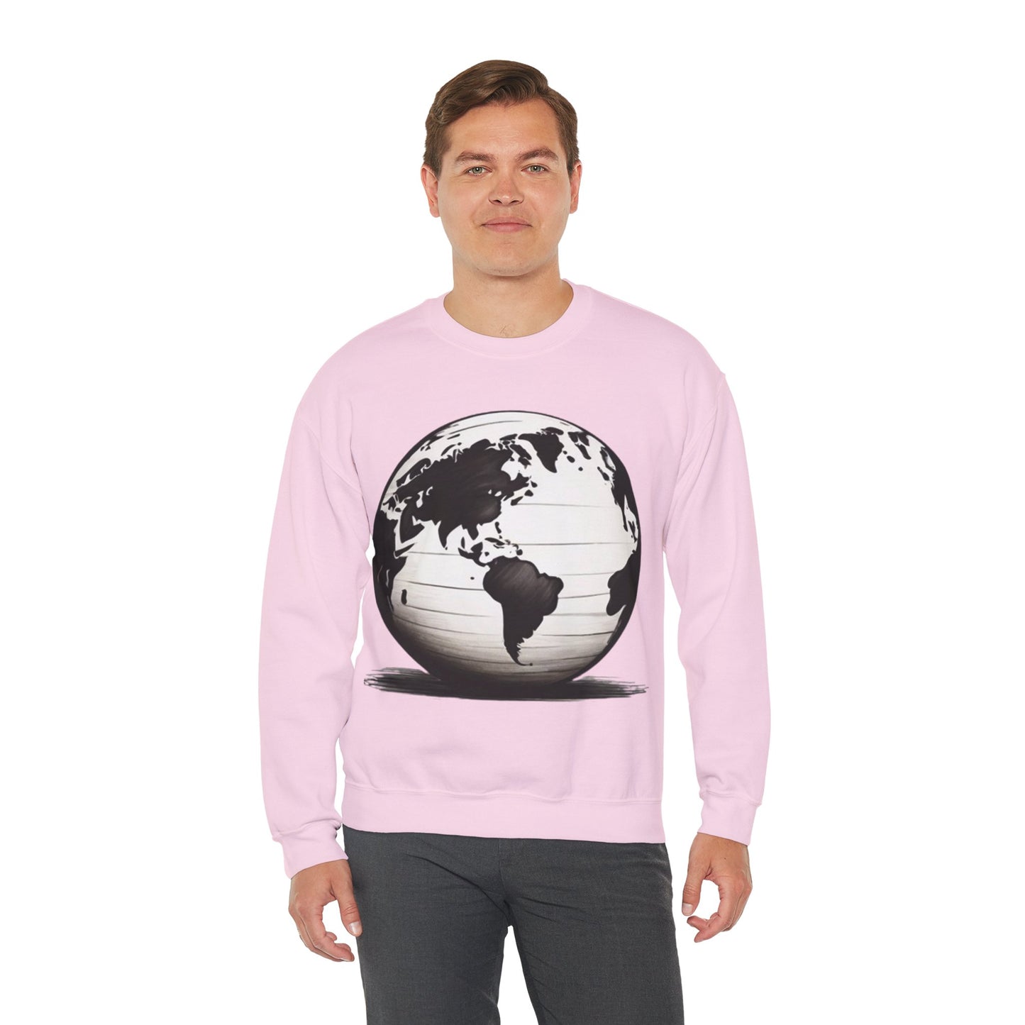 Black and White Earth Sphere - Unisex Crewneck Sweatshirt