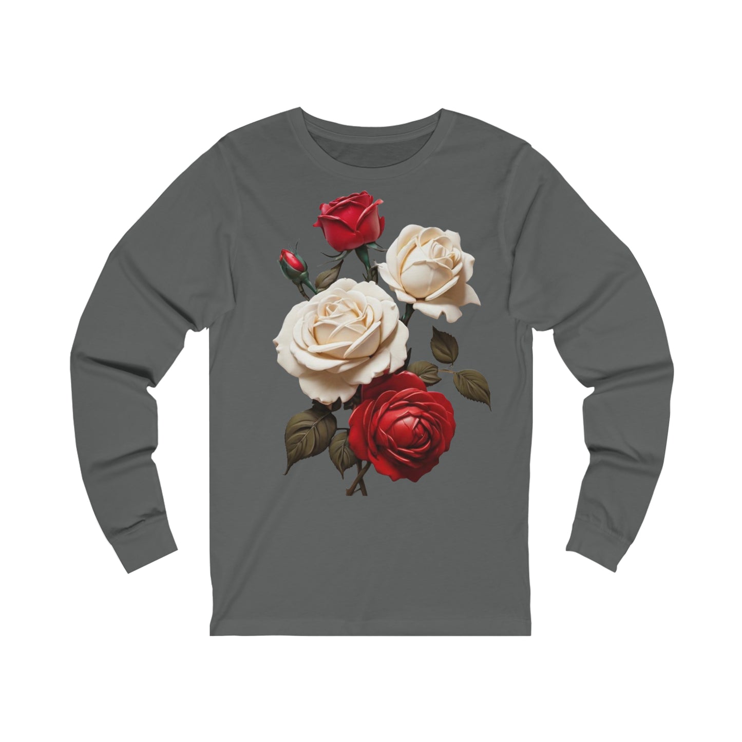 Red and White Roses - Unisex Long Sleeve T-Shirt
