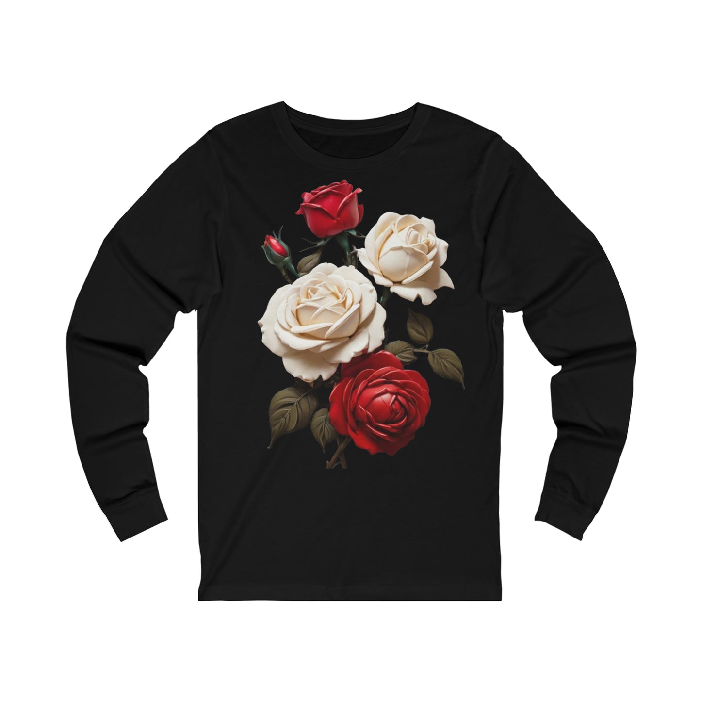Red and White Roses - Unisex Long Sleeve T-Shirt