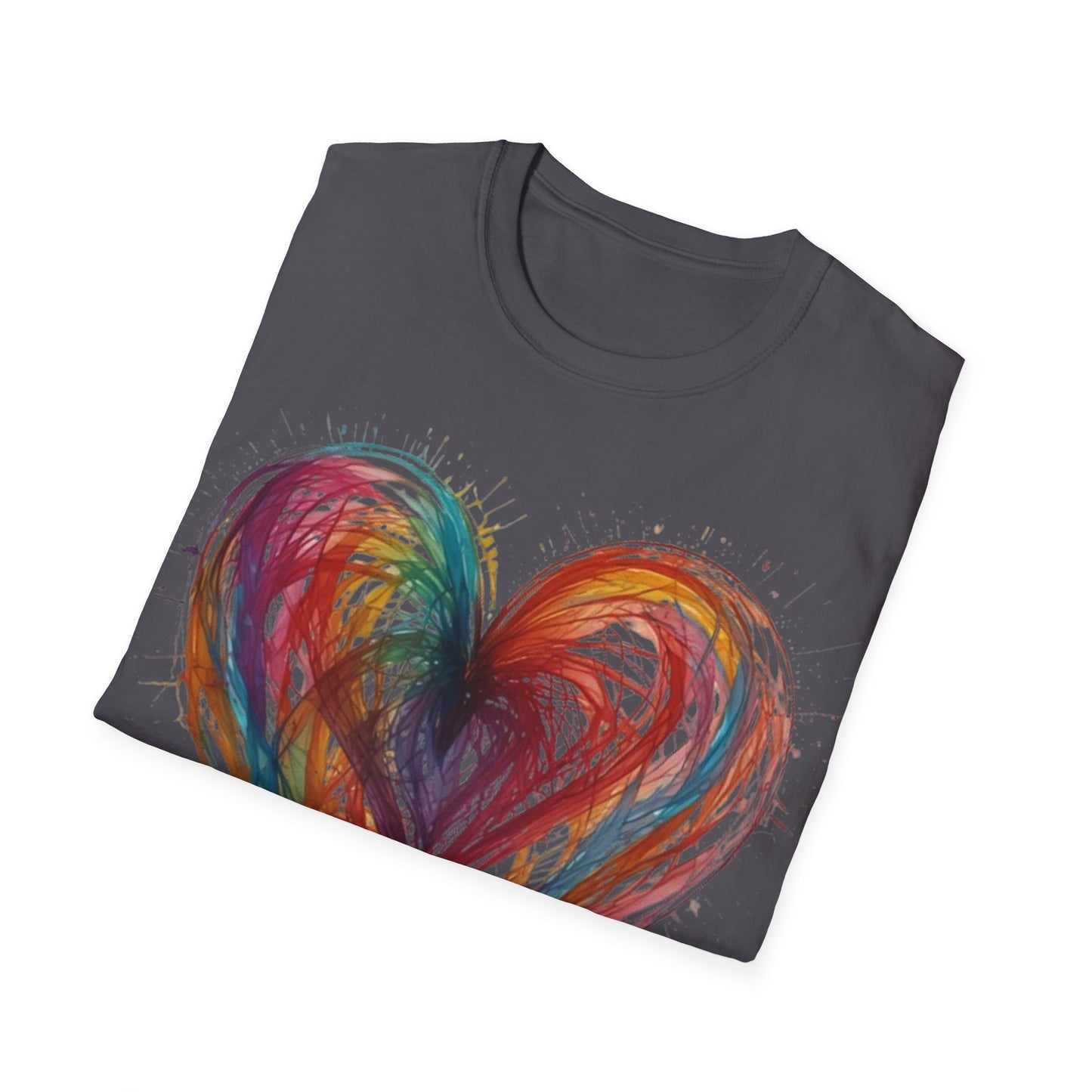 Colourful Messy Lines Transparent Love Heart - Unisex T-Shirt