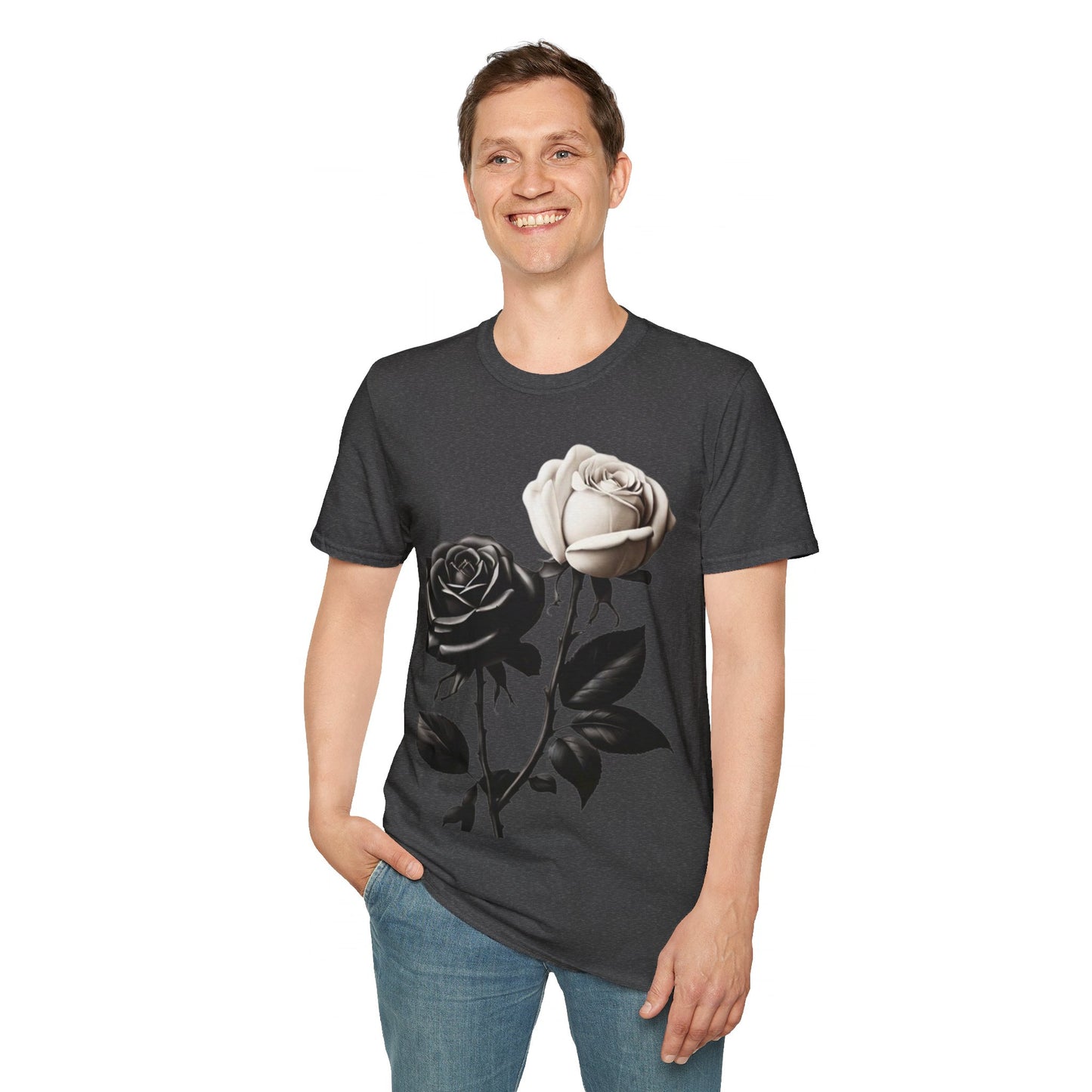 Black and White Rose - Unisex T-Shirt