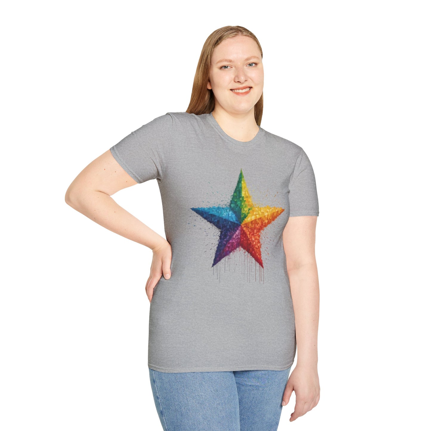 Multicoloured Pixelated Star - Unisex T-Shirt