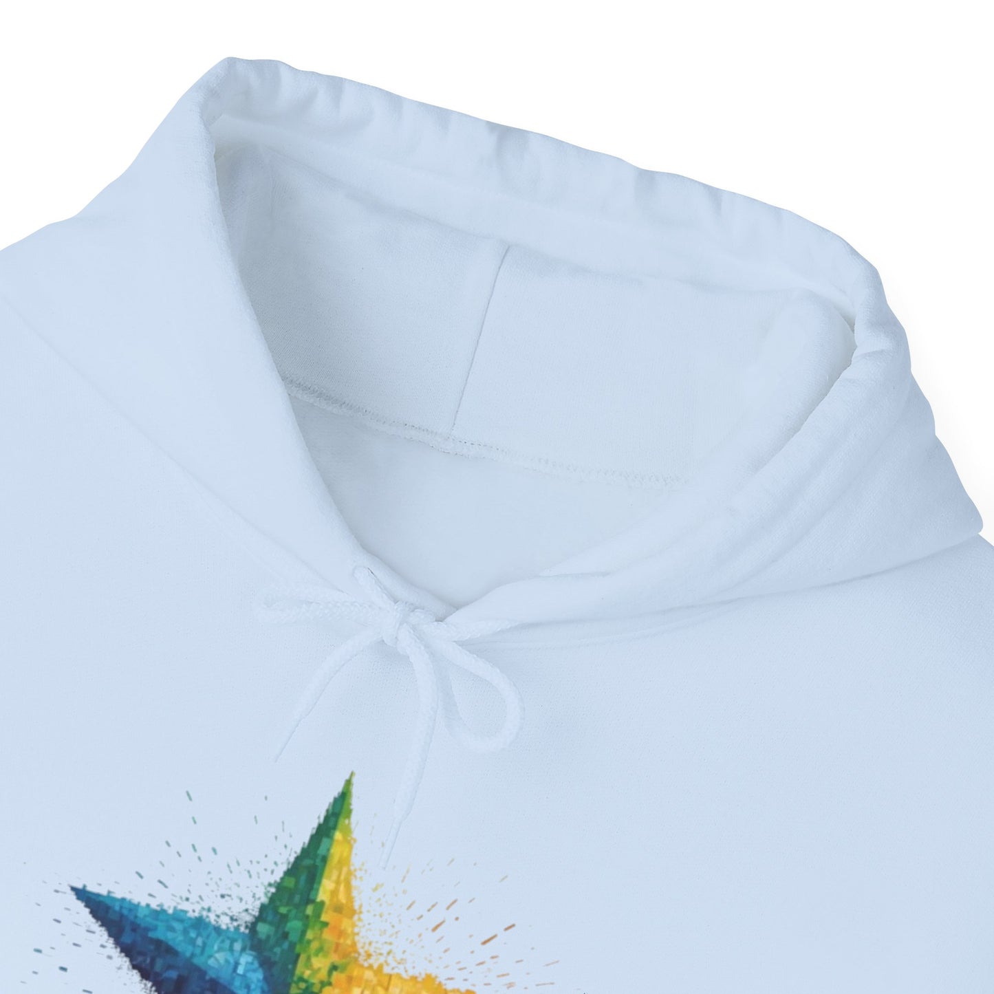 Multicoloured Pixelated Star - Unisex Hooded Sweatshirt