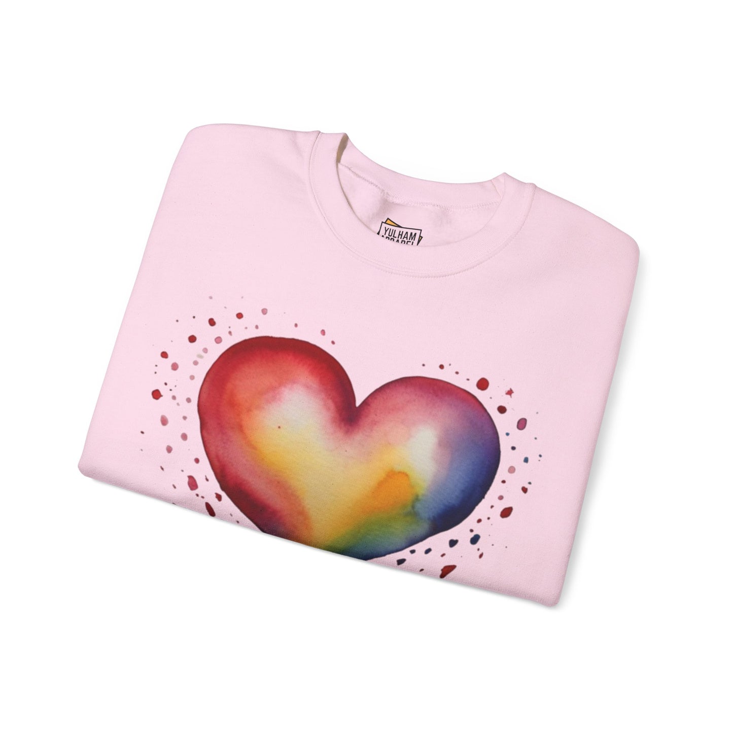 Colourful Watercolour Style Love Heart - Unisex Crewneck Sweatshirt