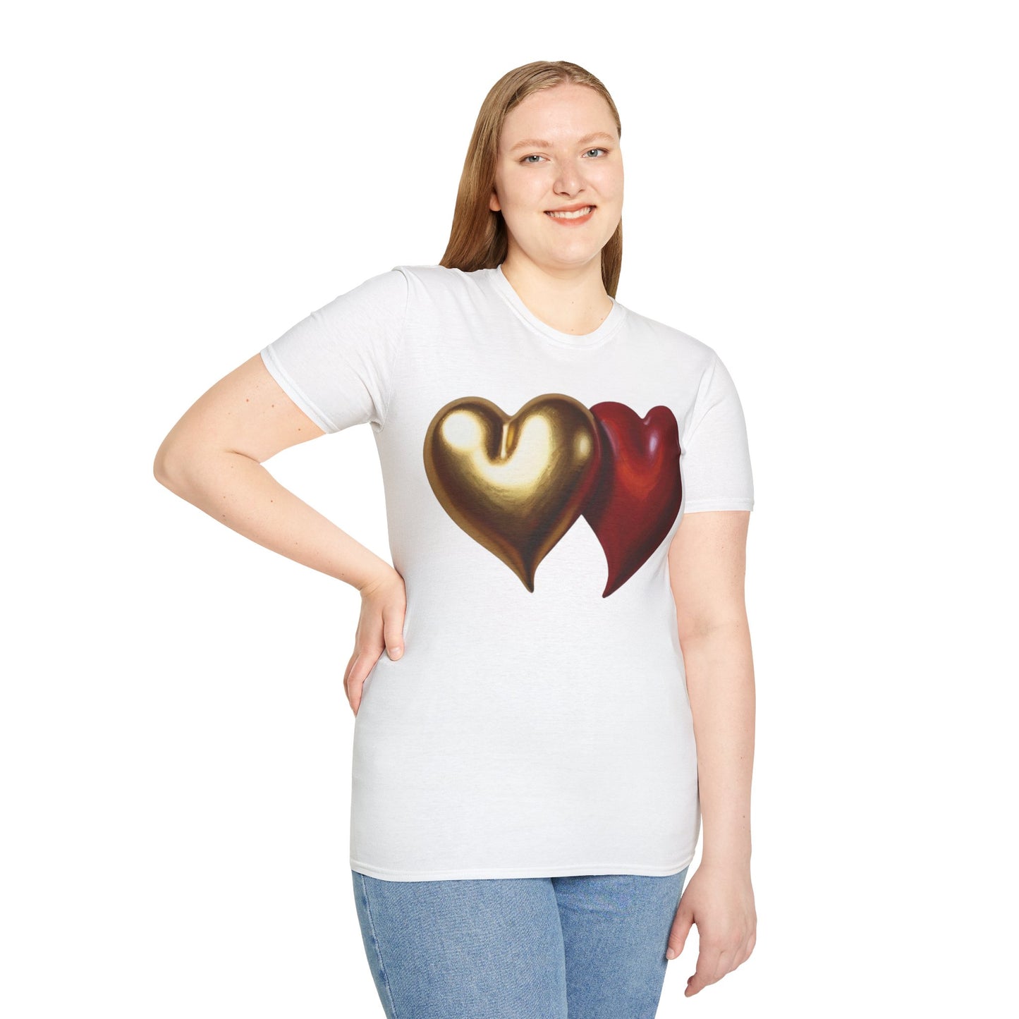 Gold And Red Love Heart - Unisex T-Shirt