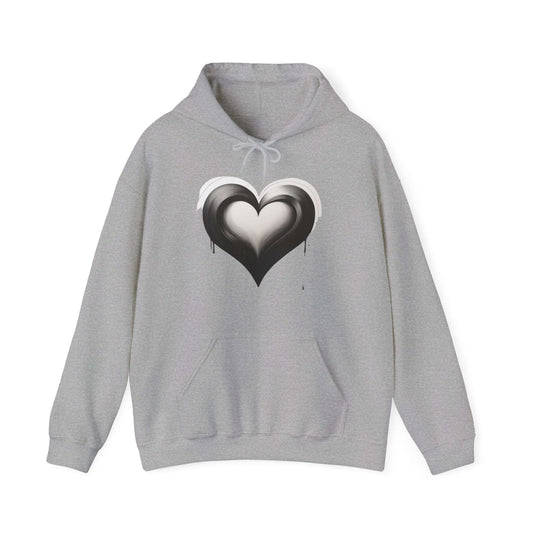 Black and White Heart - Unisex Hooded Sweatshirt