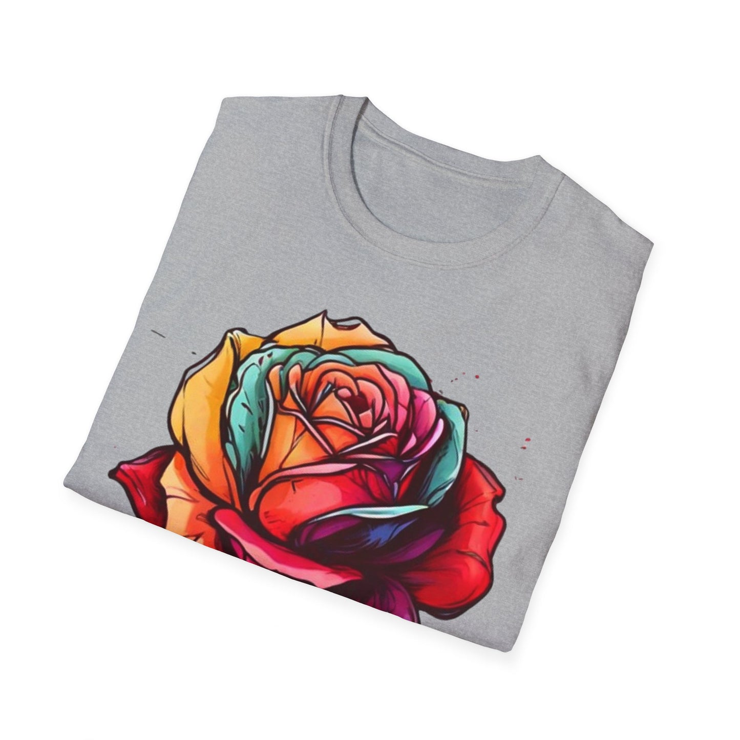 Large Colourful Dripping Rose - Unisex T-Shirt