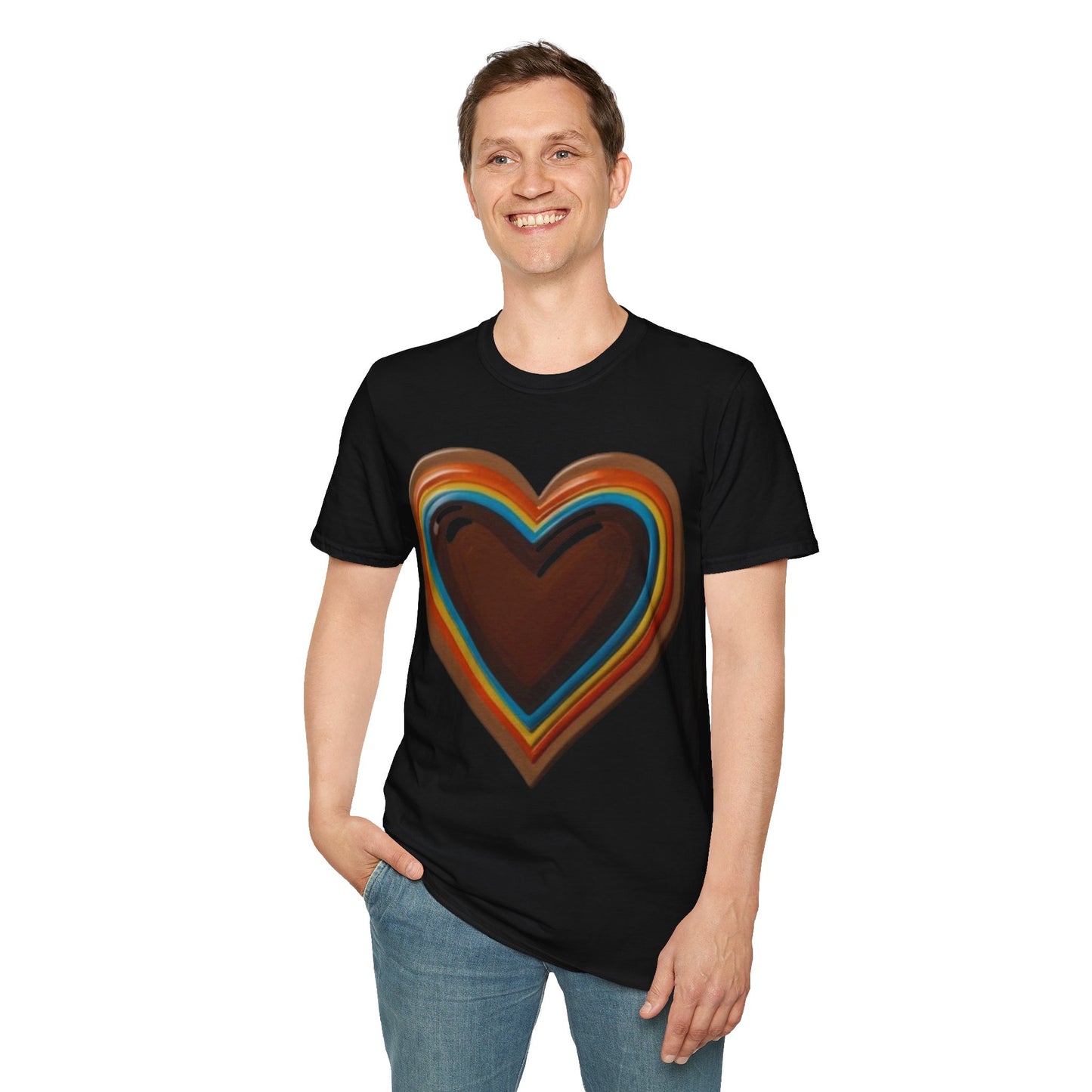 Colourful Brown Love Heart - Unisex T-Shirt