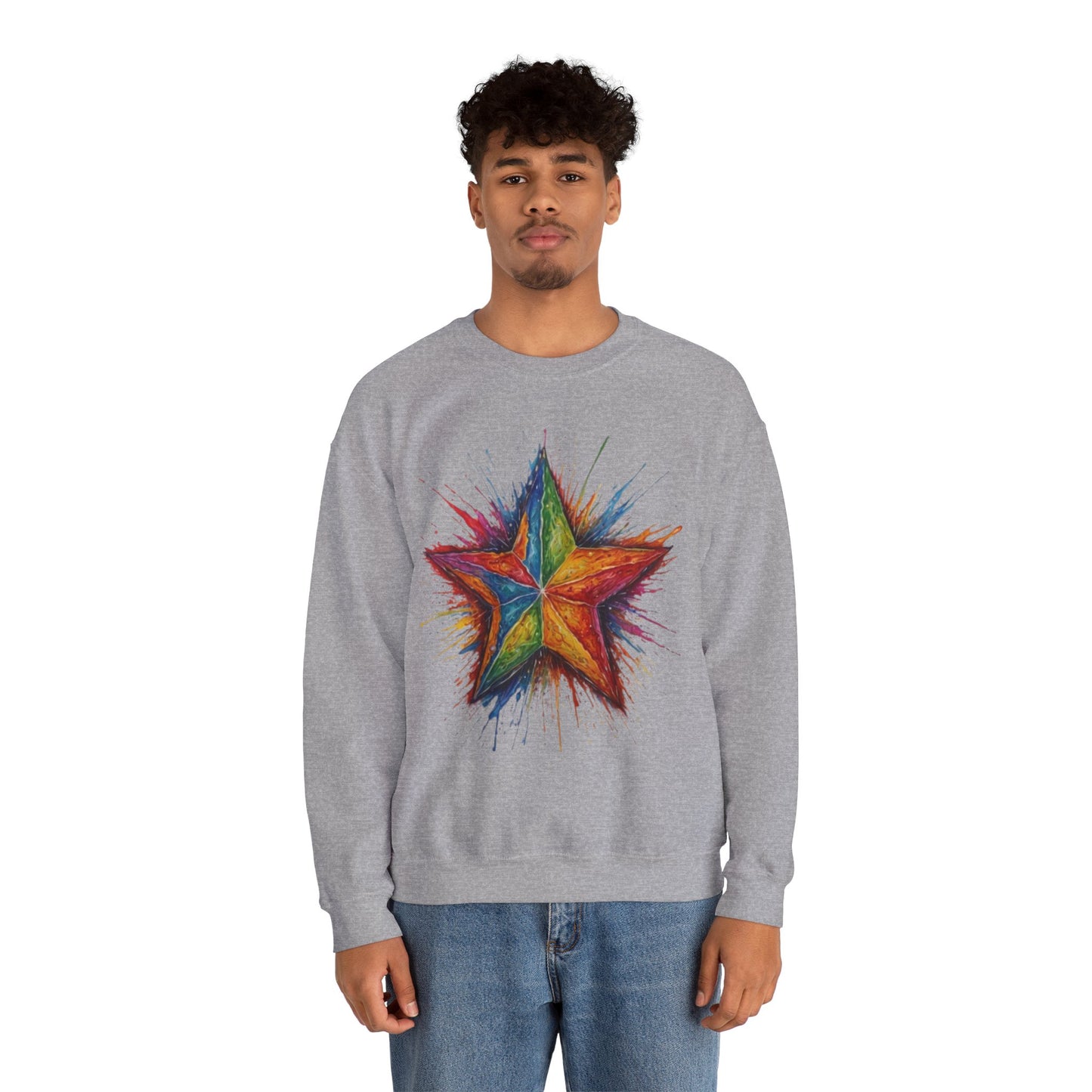 Burning Multicoloured Star - Unisex Crewneck Sweatshirt