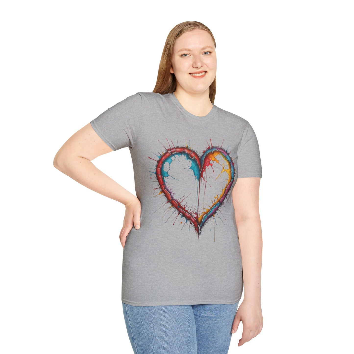 Hollow Colourful Messy Love Heart - Unisex T-Shirt