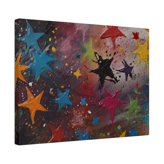 Colourful Messy Stars Painting - Matte Canvas, Stretched, 0.75"