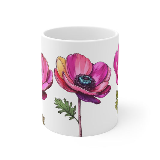 Anemone Flower Mug - Ceramic Coffee Mug 11oz