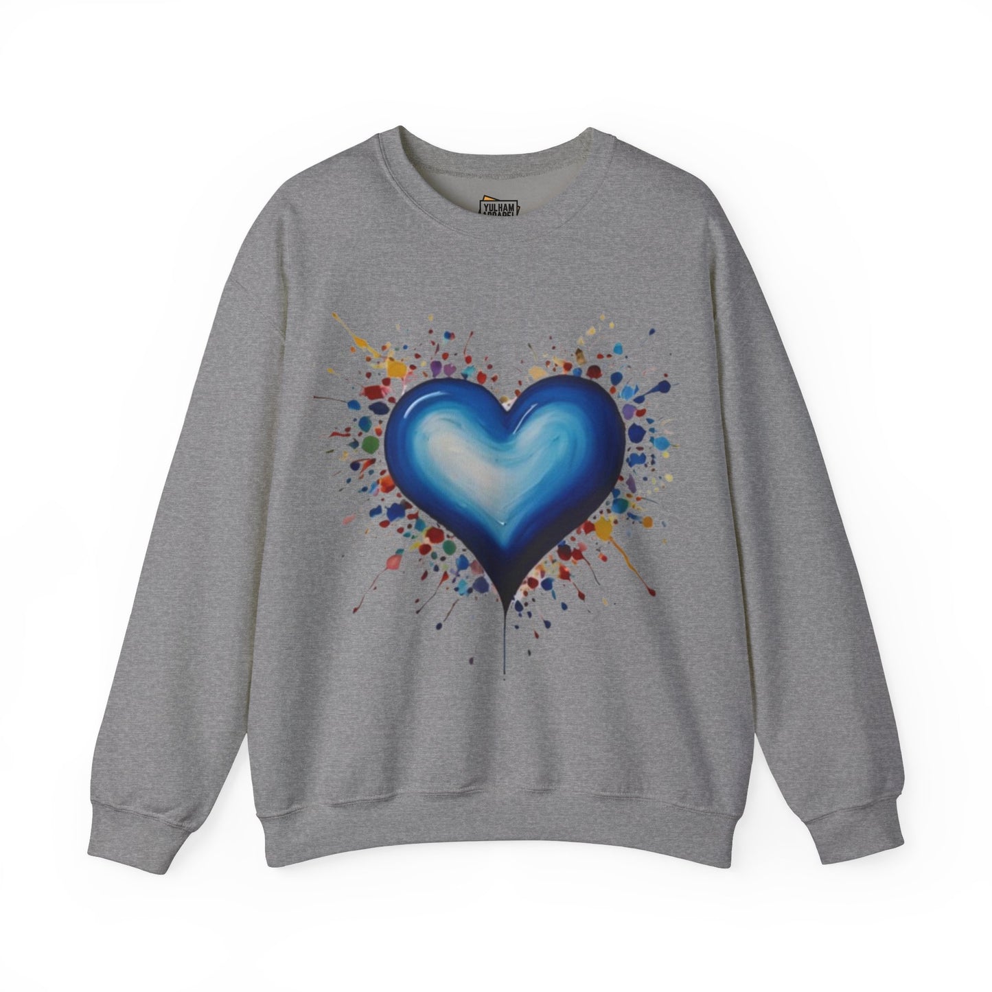 Messy Splatter Blue Love Heart - Unisex Crewneck Sweatshirt