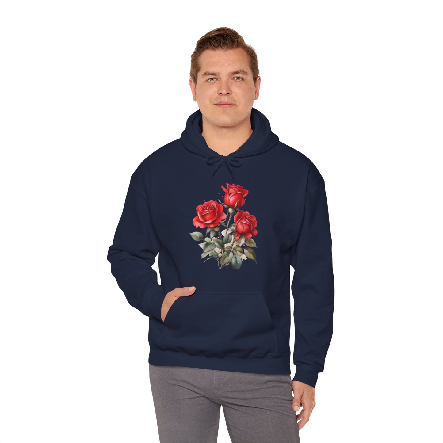 Three Red Roses - Unisex Hooded Sweatshirt