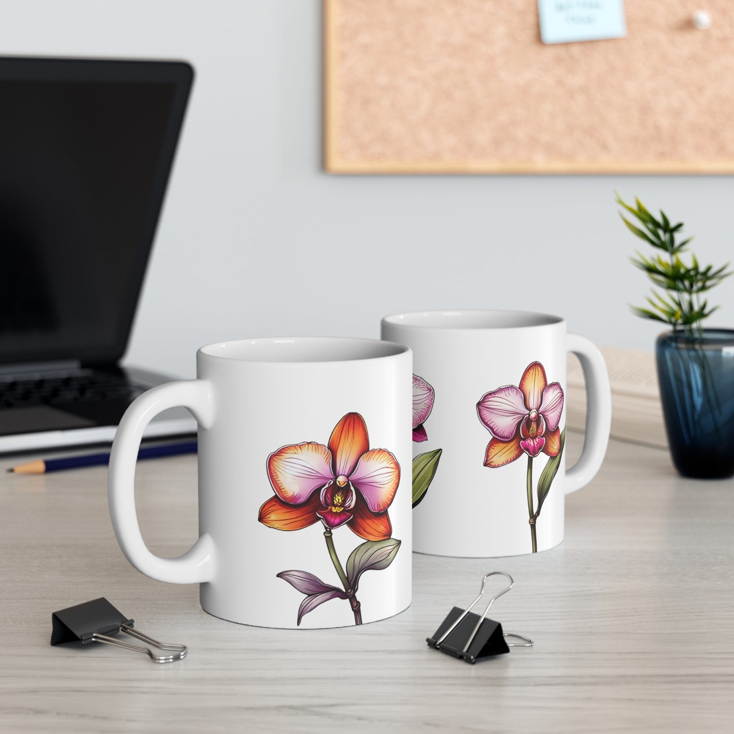 Orchid Flower Mug - Ceramic Coffee Mug 11oz