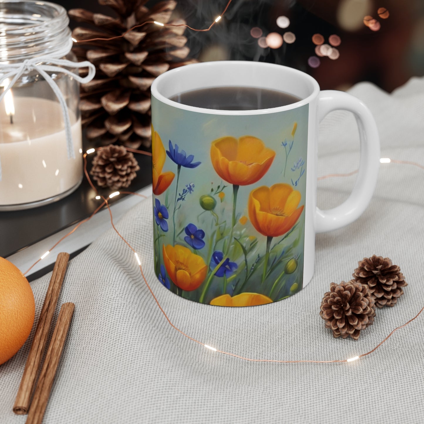 Colourful Buttercups Mug - Ceramic Coffee Mug 11oz