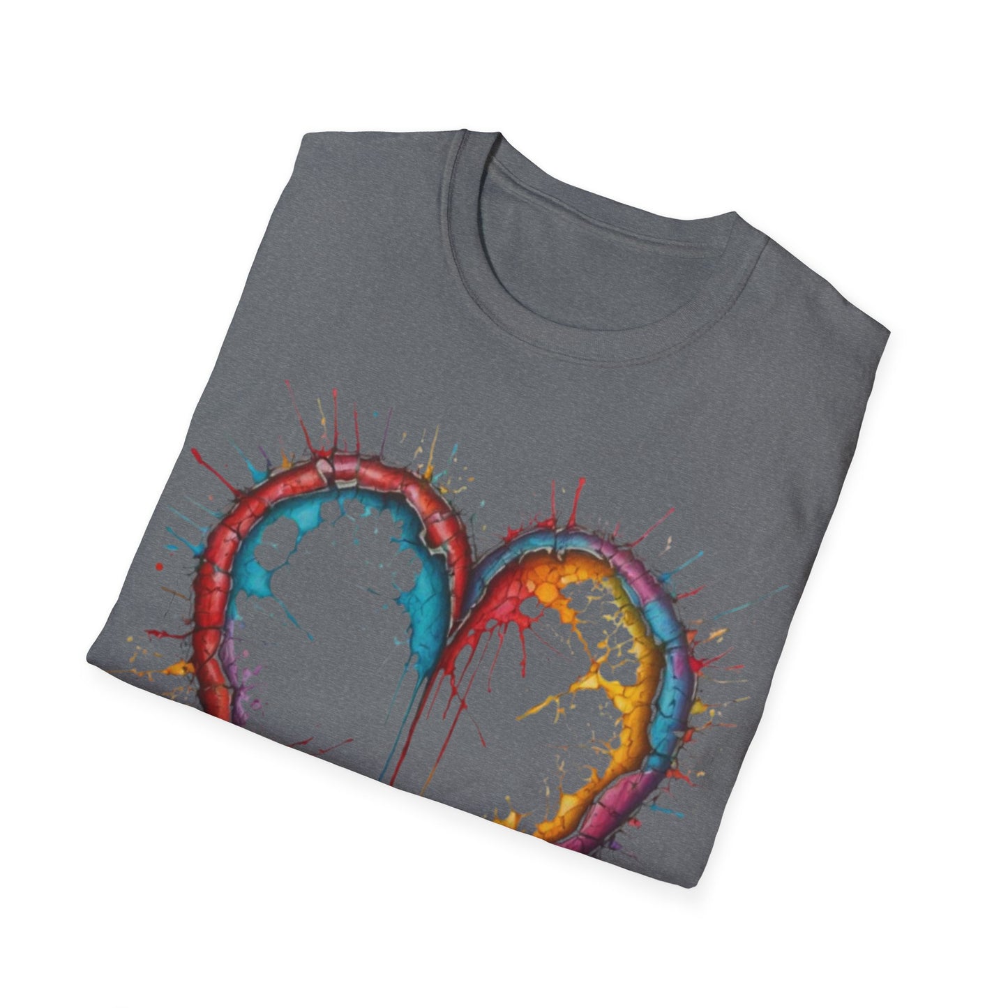 Hollow Colourful Messy Love Heart - Unisex T-Shirt