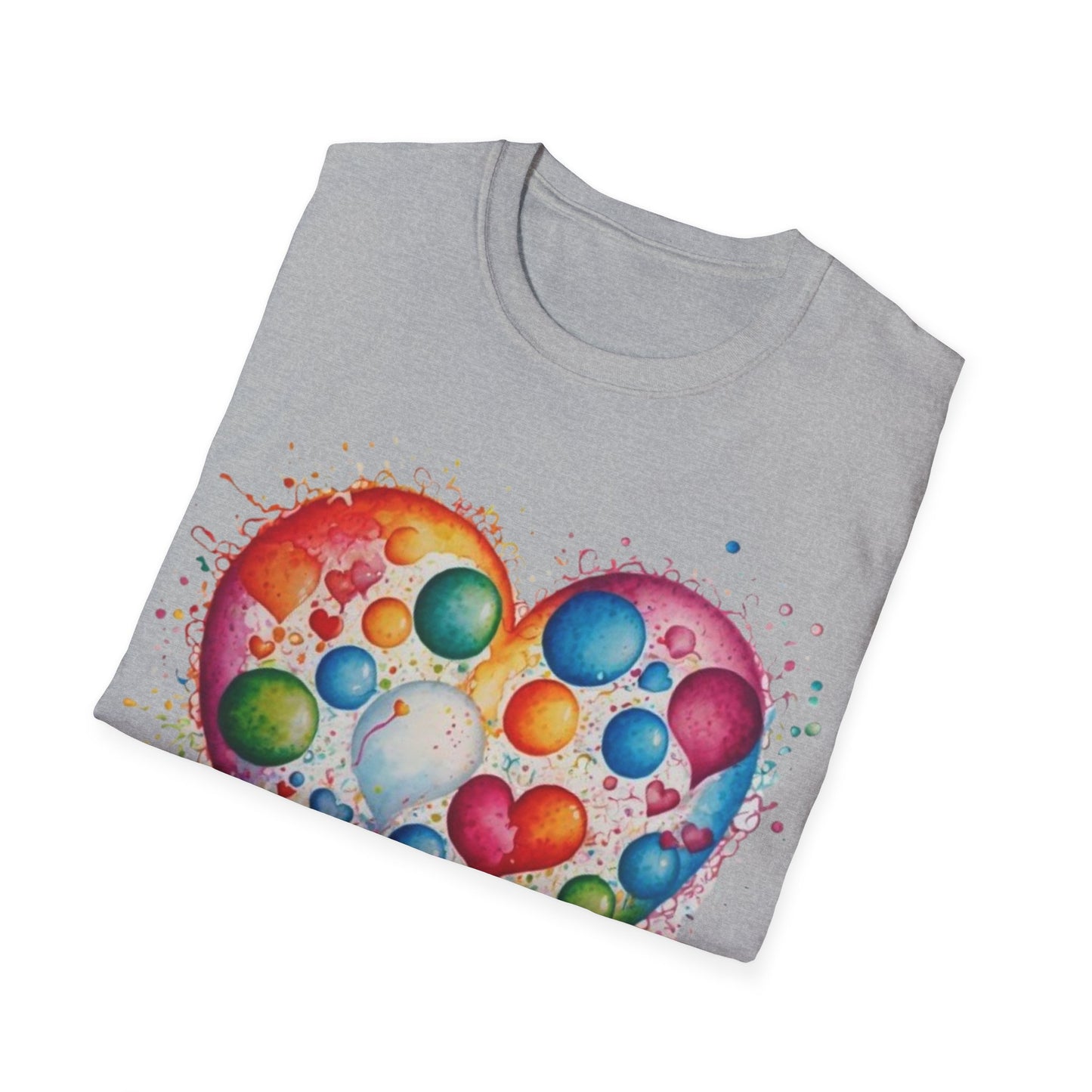 Colourful Messy Bubbles Love Heart - Unisex T-Shirt