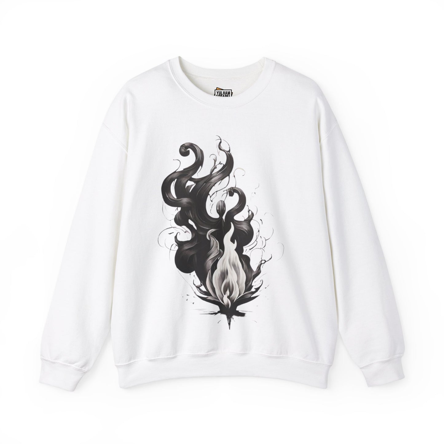 Black and White Flame - Unisex Crewneck Sweatshirt