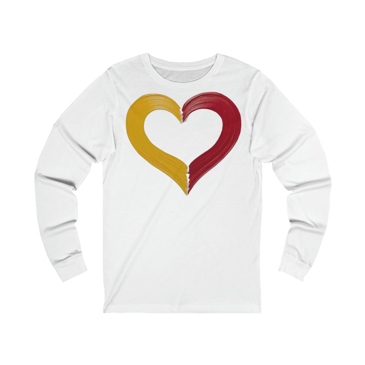 Yellow And Red Paint Love Heart - Unisex Jersey Long Sleeve Tee