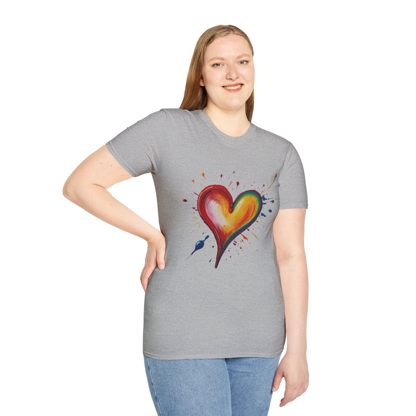 Messy Painted Colourful Slanted Love Heart - Unisex T-Shirt