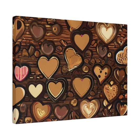 Coffee Aroma Love Hearts - Matte Canvas, Stretched, 0.75"