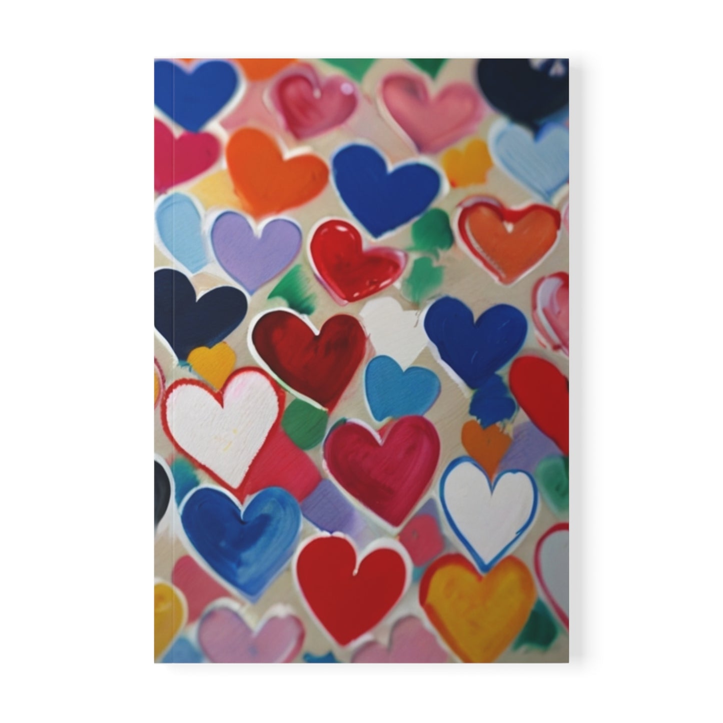 Small Colourful Love Hearts - Softcover Notebook, A5