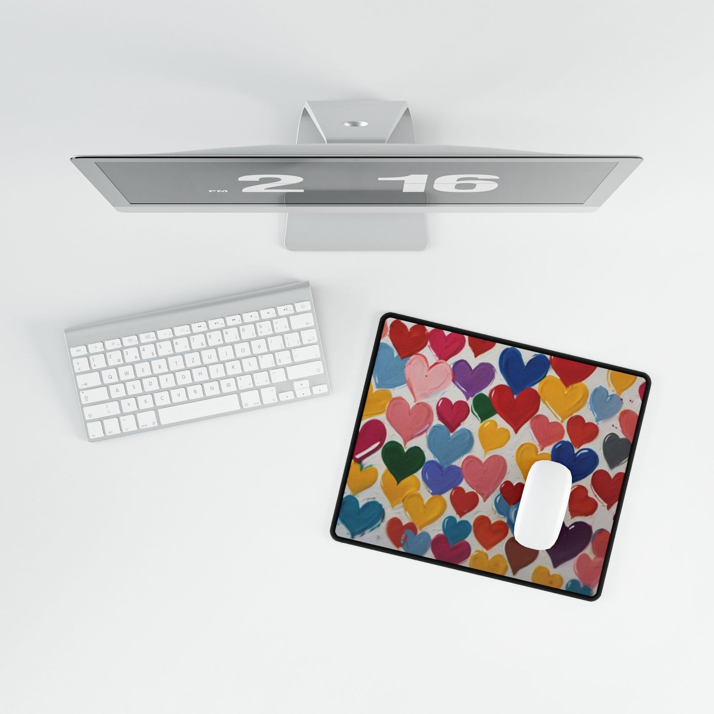 Colourful Paint Style Love Hearts - Desk Mats