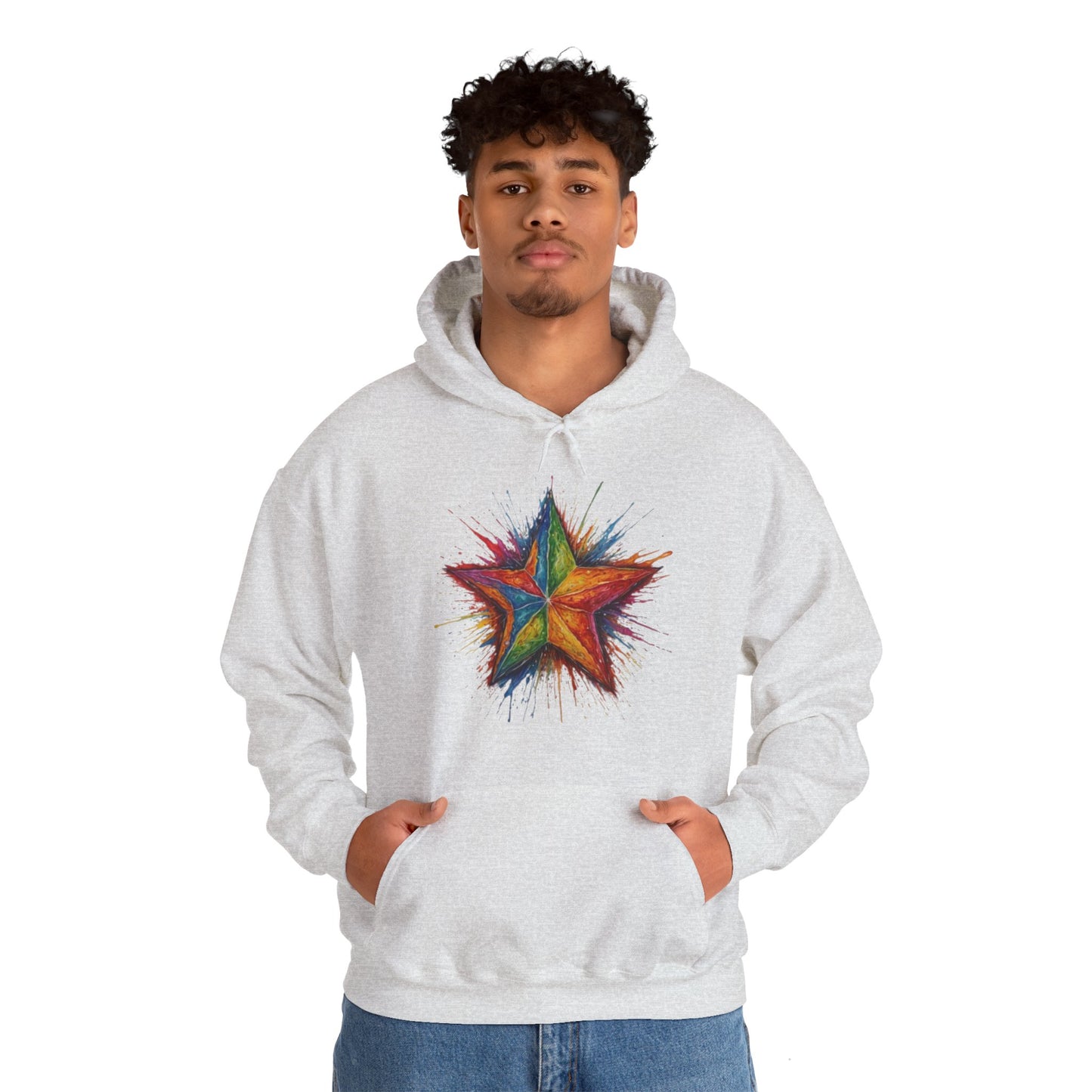 Burning Multicoloured Star - Unisex Hooded Sweatshirt