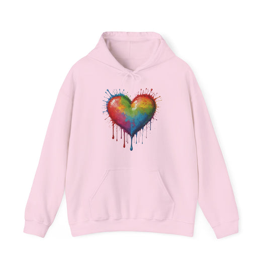 Colourful Messy Dripping Heart - Unisex Hooded Sweatshirt