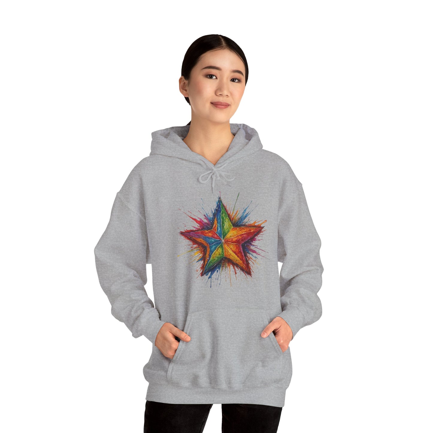 Burning Multicoloured Star - Unisex Hooded Sweatshirt