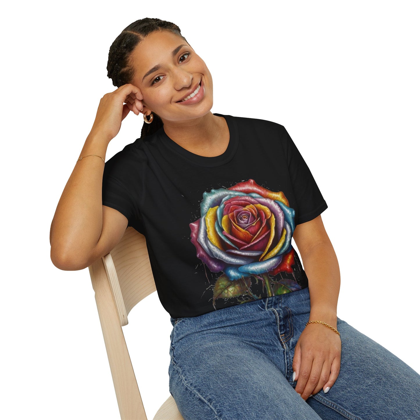 Messy Multicoloured Rose - Unisex T-Shirt